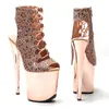 Dance Shoes Leecabe 20cm/8inches Beautiful Leopard Upper With Gold Color Pole Ankle High Heel Platform Dancing Boot