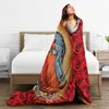 Christian Catholic Blankets Our Lady of Guadalupe Mexican Virgin Mary Flannel Novelty Warm Throw Blanket for Home Textile Decor