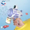 Sand Play Water Fun Bubble Machine Rocket Helautomatiska 12 hål Form Spaceman Blower With Light Bubble Gun Boys Girls Toys Childrens Day Gift L47