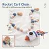 Baby Cart Chain Cartoon Rocket Pendant Crochet Beads Crib Mobile Stroller Rattle Wooden Toy Gym Teething born Gift 240411