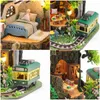 Case di bambole in legno fai -da -te kit di costruzione in miniatura con mobili per alberi di foresta casa di assemblaggio di bamboli per gli adulti regali