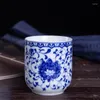 Koppar tefat 180 ml jingdezhen blå och vit porslin te cup keramik tekoppar kaffemjölk vatten hemma master skålkonst