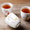 Juegos de té 2 piezas/set chino hecho a mano de té artesanía de té artesanía de cocina uso de la sala de estar de la cocina de la taza de té de porcelana descolorida