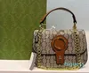 2024 Rund låsande designer Bag Blondie Ophidia Handväska Kvinnor Crossbody -kedja axelväskan Luxury Leather Tote