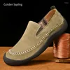 Casual schoenen Golden Sapling slip-on loafers mannen retro echte lederen flats mode mocassins vrijetijds feestschoen heren loafer