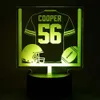 Gepersonaliseerde sportjersey LED Night Light Aangepast basketbal/voetbal/honkbal/hockey/rugby/tennisspelernummer Naam RGB 3D -lamp