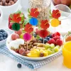 50pcs Hawaiian Food Fruit Toothpick Summer Flower Coconut Tree Cocktail Bamboo Toothpicks For Tropical Wedding Party Cake Decor