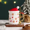 Muggar jul keramisk mugg söt jultomten pepparkakor man trycker kaffe med lock sked dricka kopp dricksår ​​gåva