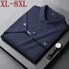 8xl 7xl 6xl Summer Ice Silk Oddychające koszule dla mężczyzn Odzież Luksusowa luksusowa koszula polo Casual Loose Homme 240409