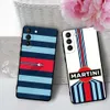 Martini Racing Horizontal Stripe Phone Case pour Samsung Galaxy S23 S10 S10E S7 8 9 Plus S20 21 30 22 Plus Ultra 5G Soft Covers