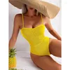 Kobiety stroje kąpielowe 2024 Seksowne żebrowane jednoczęściowe stroje kąpielowe Solidne kobiety Out Monokini High Cut Swimming Suit żeńskie kostiury bikini