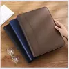 Padfolio PU Leather Portafolio A4 Document Case Zipper Business Padfolio Leather Folder Binder A4 Portfolio Case With Calculator