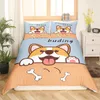 Corgi duvet omslag Set King Queen Size Polyester Comporter Cover för barn pojkar flickor sängkläder set med örngott söt kawaii hund