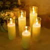 5.3cm(D) Remote controlled Mini Glass Candle Light 3D wick Flickering Led Pillar Candle Lamp Home party Wedding Decor-Dual Color