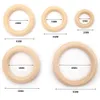 Wood Ring Smooth Unfinished Wooden Multiple Sizes Solid Color Natural Wood Circle Rings for Macrame Craft Decorative Wooden Hoop