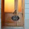 Skylt Öppna stängda hängande dörrar BusinessDecor Farmhouse Wood Signs Board Köket Stäng Double SidedRustic Comestore Vintage