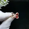 Cluster Rings KJJEAXCMY Fine Jewelry 925 Pure Silver Inlaid Natural Garnet Fire Color Female Ring Simple Support Test