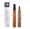 Four-Headed Eyebrow Pencil Long Lasting Waterproof Sweat-Proof Non-Fading Black Brown Liquid Microblade Brow Pencil Makeup Cosmetic