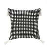 Pillow Tassels Decorative Case Boho Black White Jacquard Cover For Bedroom Living Room Sofa Home Decor 30x50/45x45cm