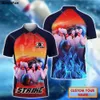 Anpassat namn Bowling Strike Fire 3D över hela tryckta män Polo -skjortor Male Lapel Tee unisex Summer Sporty Tennis Tshirt Kvinnlig topp