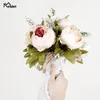 Fleurs de mariage Meldel Blanc Rose Rose Bouquet Bouquet de soie Bouquets artificiels Hortensia Roses Péony Flore Accessoires