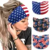 Festival 4 juli Independeny Day Women American Flag Bandanas pannband Patriotiska tillbehör Svettbsorberande hårband