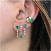 Dangle Earrings Tear Drop Cz Tassel Chain Earring Birthstone Red White Yellow Green Cubic Zirconia Gorgeous Stunning Multi Color Stone