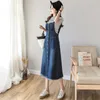 Casual Dresses Spring Autumn Denim Sumdress Fashion Fat MM Loose A Line Dress Patchwork Pocket Jeans W527