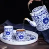 Koppar tefat 180 ml jingdezhen blå och vit porslin te cup keramik tekoppar kaffemjölk vatten hemma master skålkonst