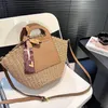 straw Designer rafia bags Woven Tote Bag Luxury Large Capacity Brown Beach Bag Handbag Womens Genuine Leather Grass Straw Woven Bag Handbags shopping bag