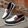Casual Shoes Color Matching Non-slip Men Driving Leather Breathable Peas British Sneakers Handmade Man Boat