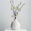 Vase en céramique de style nordique, pot à eau ronde plate en forme de décoration de maison, salon, chambre à coucher, décoration de bureau, artisanat créatif