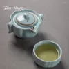 Teaware Sets Boutique Chinese Ru Kiln -theeset Handgemaakte keramiek Portable Travel Teaset Huishouden Making Pot Ceremony Office