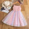 Girl's Dresses Summer Dress for Baby Girls Rainbow Tutu Sling Tulle Kids Birthday Wedding Party Princess Dress Children Casual Clothes 1-5 Yrs