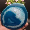 Decorative Figurines 140mm Large BLUE Agate Slice Geode Polished Crystal Quartz