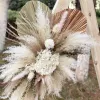 Fleurs séchées naturelles arc fleur boho pampas herbe arc arc arc arc bouquet de mariée, décoration d'arc de mariage, décoration de toile de fond