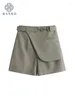 Calça gyaru de moda coreana de shorts femininos com faixas de cintura alta zíper cinza Office Lady Aesthetics Casual Formal Ocasião