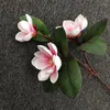 Fleurs décoratives 72 cm Simulation de haute qualité 3 têtes PE avec feuilles magnolia maison salon table à manger décoration faux artificiel