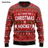 Hockey Santa Claus 3d All Over Imprimé Men Pullover Sweatshirt décontracté Shirts à manches longues en manteau Unisexe Femme Streetwear 3