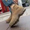 Stövlar Smashproof Safety Insurance Shoes Nonslip Wearresistent Safety Shoes Winter Hightop Cowhide Plus Cashmere Safety Shoes