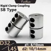 1PCS D32L45 SB Rigid Clamp Coupling Bore 8/10/14mm Aluminium D32 L45 Screw Rod Drive Shaft CNC Jaw Shaft Servo Motor Coupler