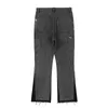 Heren jeans high street gesplitste gespikkelde inkt micro flare broek voor mannen cleanfit casual gewassen baggy rechte denim broek