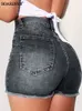 Kadın Kırık Denim Şort Bayanlar Günlük Yüksek Bel Streç Deliği Yırtılmış Kot Pantolon Kadın Yaz Hotpant İnce Fit Şort