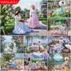 5D DIY Diamond Painting Elegant Girly Full Round Diamond Mosaic Scenery Diamond Embroidery Kit Rhinestone Home Art Decoration