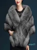 Moda Winter Winter Cold clima Faux Fox Fur Pashmina Super Grande Patchwork envolve o xale da noiva Luxa