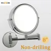 7 "/8" Makeup Mirror Wall Mounted 1x3x Förstoring dubbelsidig med vikbar arm roterande badrums rakning utan borrlim