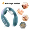 Neckbår EMS Neck Acupoints Lymfity Massage Device, Intelligent Neck Massager med värme Blue Hot Design Pain Relief