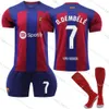 2324 Barcelona Home Football Jersey No. 9 Lewandowski 8 Gideon 7 Dembeles 30 Gavi 10 Fati 1 Stegen