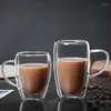 Бокалы для вина пить чашка ручной работы с двойным стеклянным прозрачным тепло-изолирующим чайным напитком