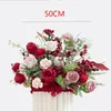 Decorative Flowers Red Wedding Arch Backdrop Decor Artificial Flower Row Arrangement Hanging Corner Party Table Centerpiece Floral Ball